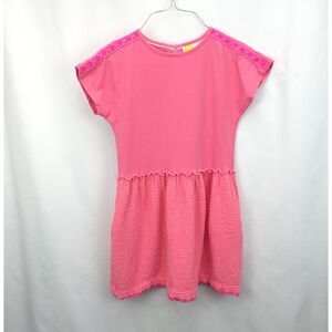 Girl's Mini Boden Mix Texture Dress Embroidered Short Sleeve Dress‎ Size 9-10 Y